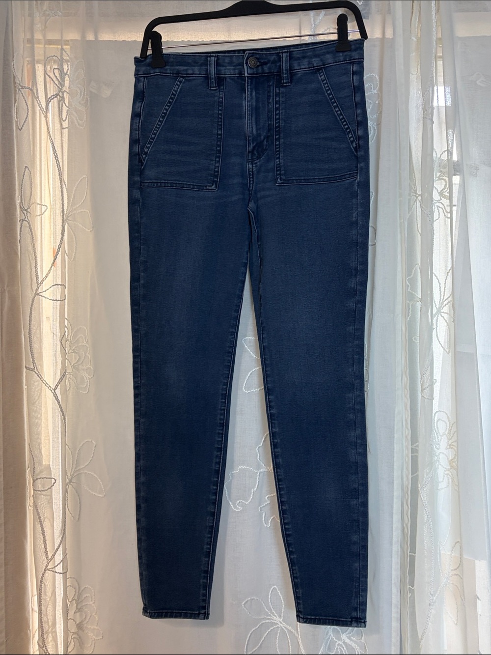 American Eagle High-Rise Skinny Jeans in Dark Blue 6